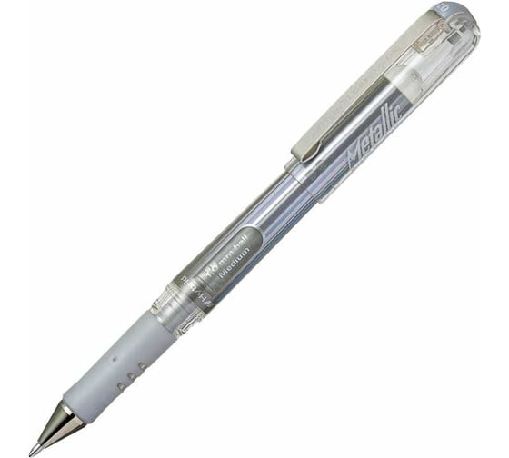 Гелевая ручка Pentel с металлическим наконечником Hybrid Gel Grip DX d 1 мм 12 шт K230-ZO серебристые чернила 597264