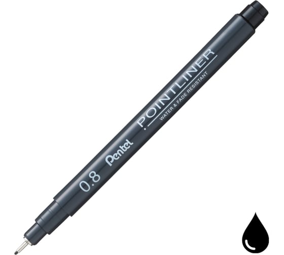 Линер Pentel Pointliner 0.8 мм 12 шт S20P-8A черные чернила 674404