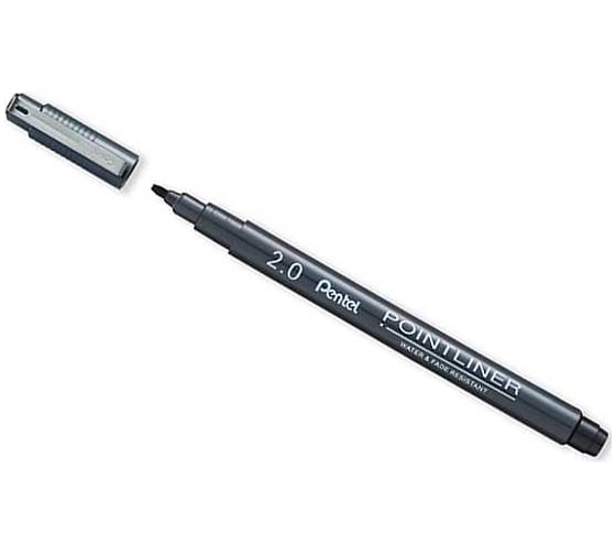 Линер Pentel Pointliner Calligraphy 2 мм 12 шт S20P-C20A черные чернила 708863