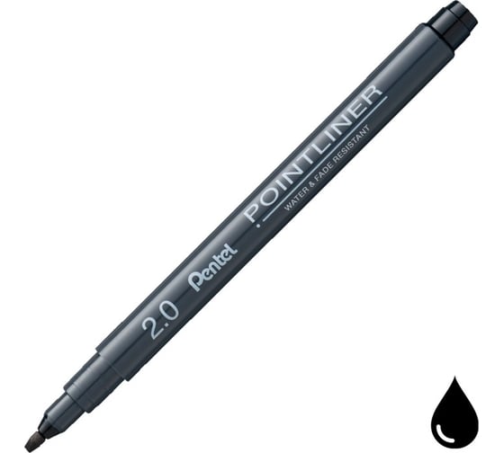 Линер Pentel Pointliner Calligraphy 2 мм 12 шт S20P-C20A черные чернила 708863