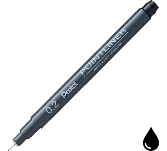 Линер Pentel Pointliner 0.2 мм 12 шт S20P-2A черные чернила 708861