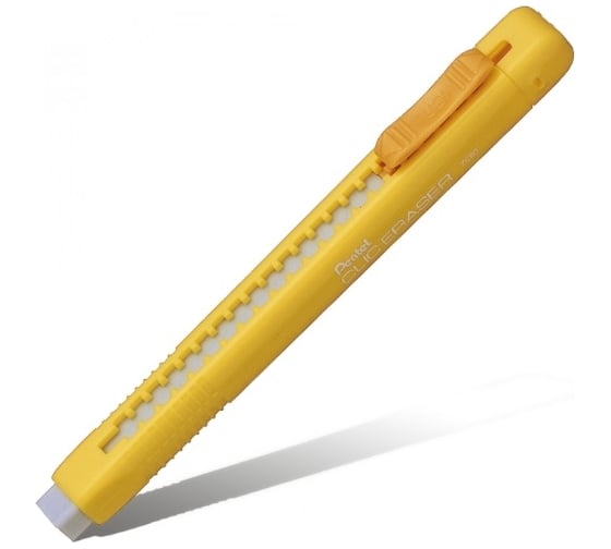 Ластик-карандаш Pentel Clic Eraser ZE80-G 12 шт, желтый корпус 586240 1