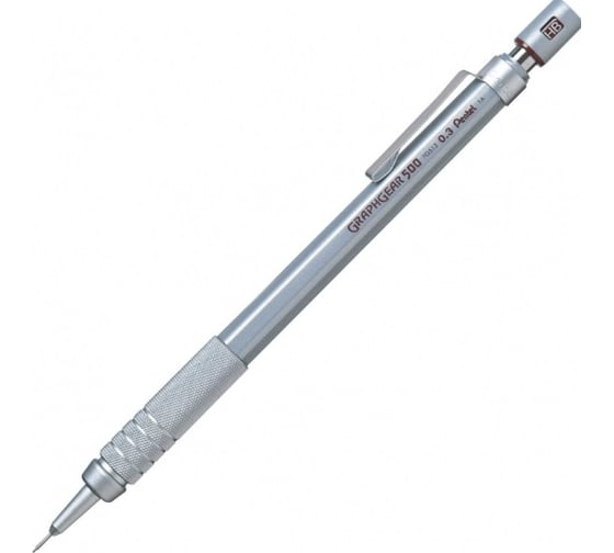 Автоматический профессиональный карандаш Pentel Graphgear 500 PG513-E 0.3 мм, HB, серебряный 669166