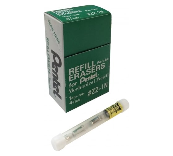 Сменные ластики для профессиональных карандашей Pentel Z2-1N 4 шт в тубе, 13.8x4.25 мм, 12 шт 670089