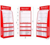 Напольная усиленная стойка для размещения товара BRAUBERG 210х78х40 см, 4 полки, 30 ячеек, 21 крючок 504341