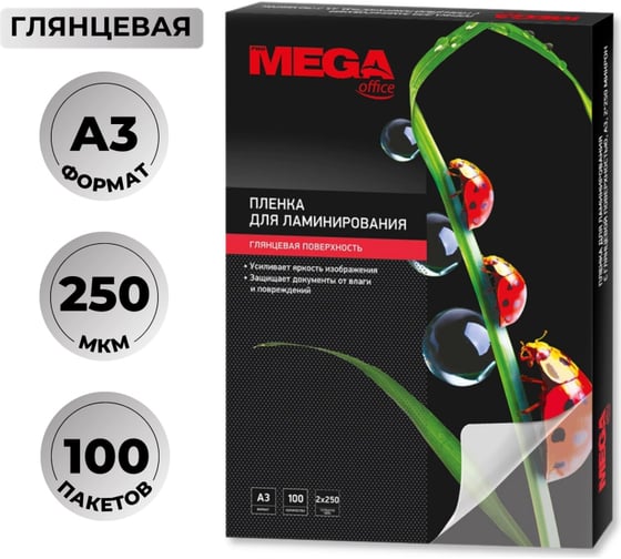 Пленка-пакет для ламинирования ProMega office A3 303x426 мм 250 мкм глянцевая, 100 шт в упаковке 254711