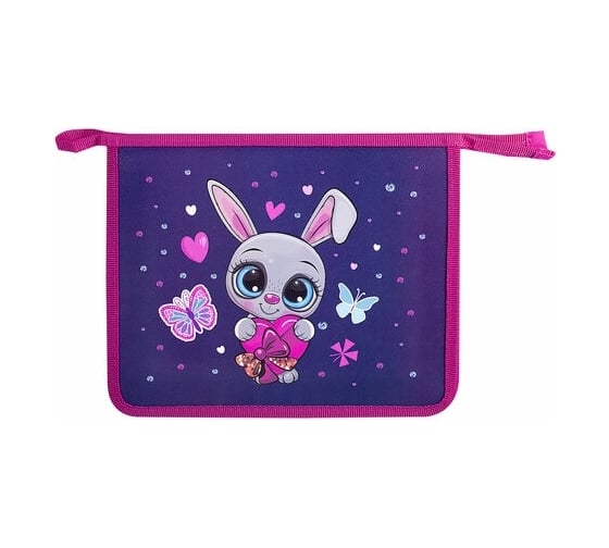 Папка для тетрадей ПИФАГОР Lovely Bunny А5, 1 отделение, пластик, на молнии 271493 1