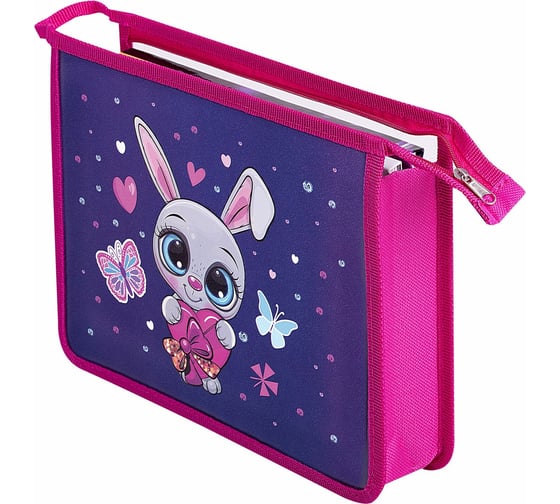 Папка для тетрадей ПИФАГОР Lovely Bunny А5, 1 отделение, пластик, на молнии 271493