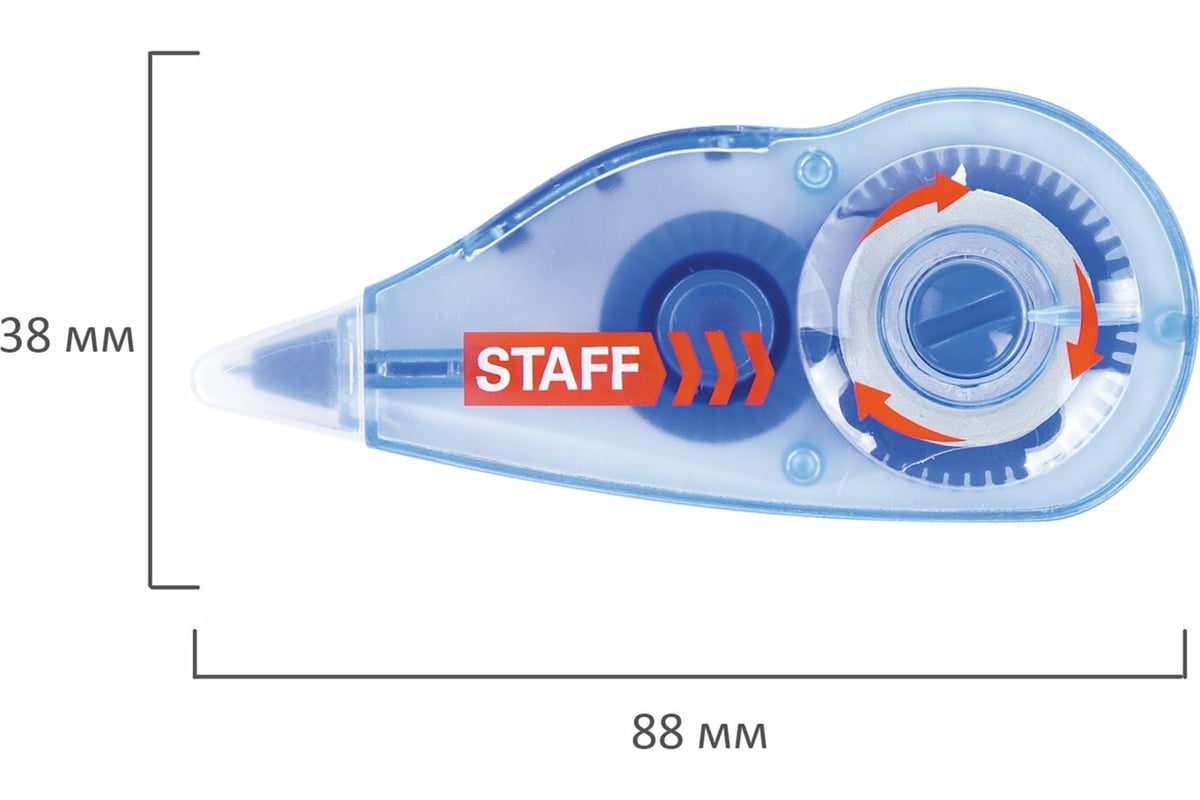 Корректирующая лента Staff Profit 5 мм х 6 м, механизм перемотки, корпус  голубой, блистер, европодвес 271254 - выгодная цена, отзывы,  характеристики, фото - купить в Москве и РФ