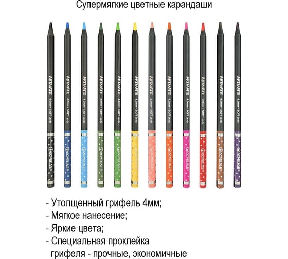 Набор цветных карандашей ACMELIAE blackwood artmate 12 цветов в картонном футляре 43068