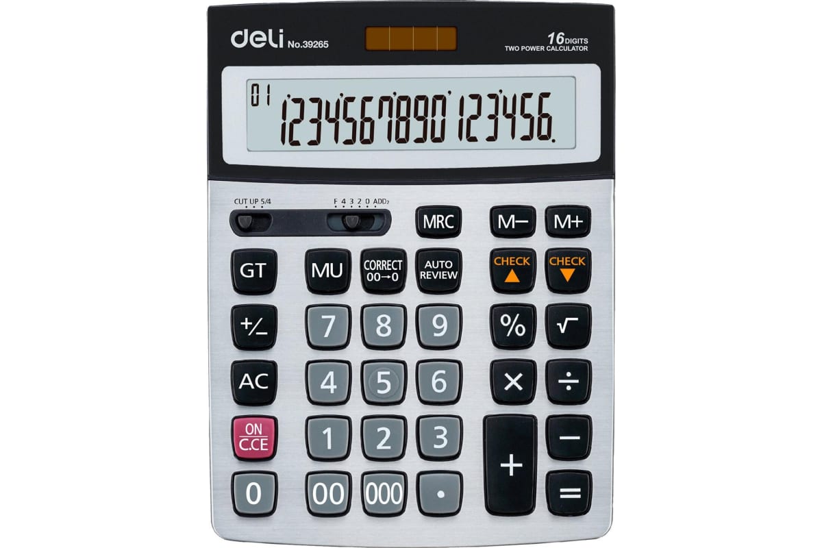 Калькулятор 16 разрядный серый цв 216*160*41 Deli 39265. Калькулятор 16 разрядный серый. Check 39265 Deli. Калькулятор Deli m121-eu.