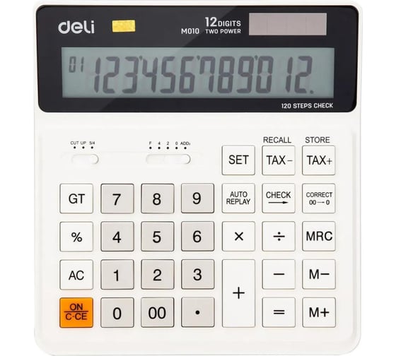 Бухгалтерский калькулятор DELI em01010 12-разрядный белый 150x160x33 мм 1754751