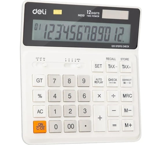 Бухгалтерский калькулятор DELI em01010 12-разрядный белый 150x160x33 мм 1754751