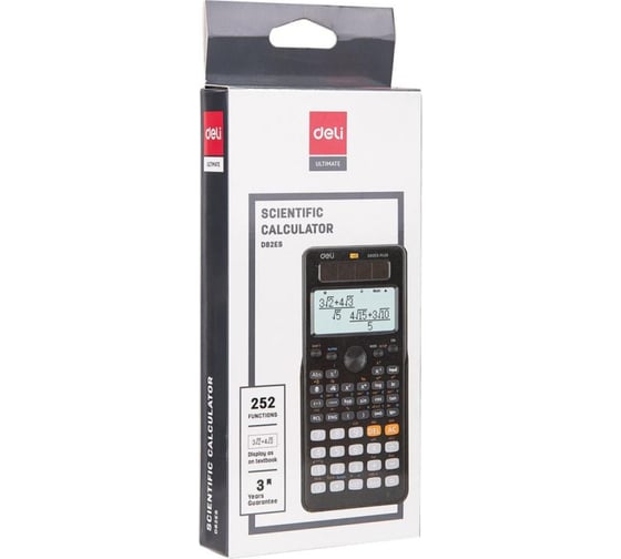 Научный калькулятор DELI ed82es 10+2-разрядный 252 функций черный 162x82x18 мм 1754769