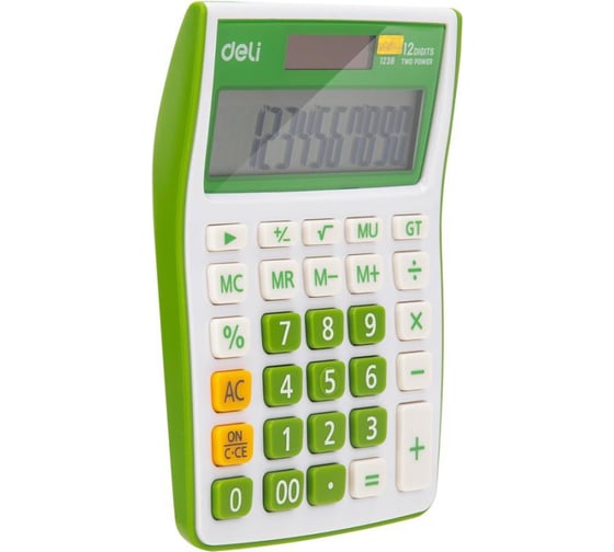 Настольный калькулятор DELI e1238 12-разрядный зеленый 104x27x145 мм 1754759