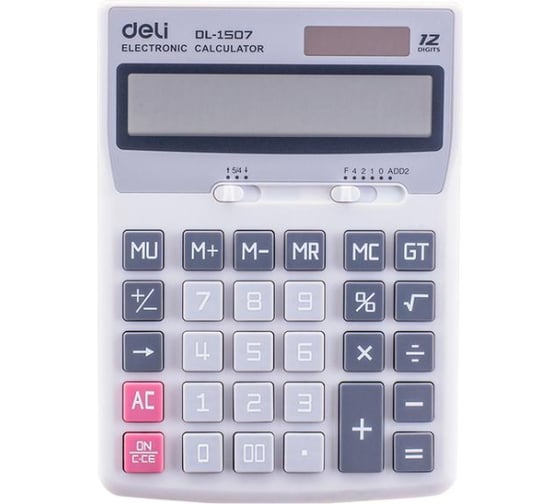Настольный калькулятор DELI core e1507 12-разрядный светло-серый 171x125x32 мм 1754753 1