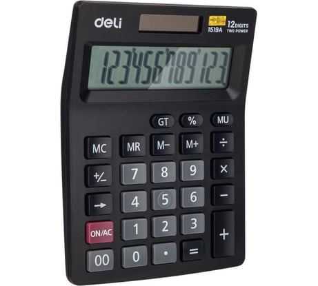 Калькулятор настольный DELI 12-разрядный, черный, 205x132x105 мм E1519A