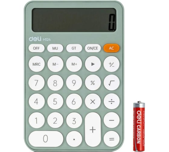 Настольный калькулятор DELI em124 12-разрядный зеленый 105x158x28 мм 1754698