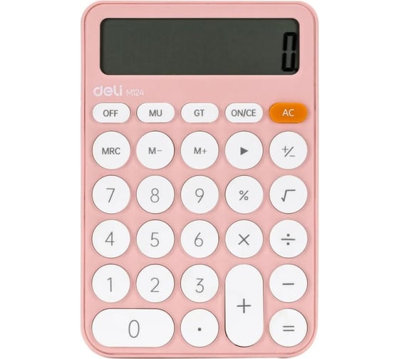 Настольный калькулятор DELI em124 12 разрядный розовый 105x158x28 мм 1754699
