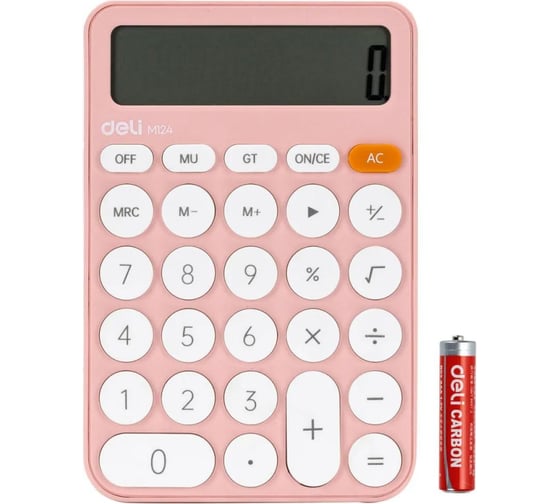 Настольный калькулятор DELI em124 12 разрядный розовый 105x158x28 мм 1754699