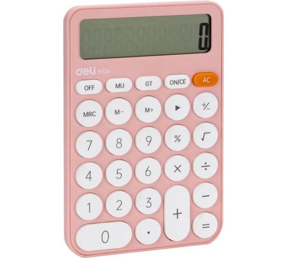 Настольный калькулятор DELI em124 12 разрядный розовый 105x158x28 мм 1754699