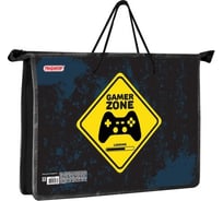 Папка на молнии ПИФАГОР Game Zone с ручками, А4, 1 отделение, пластик, ручки-шнурок 271470