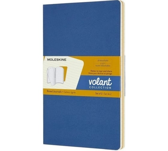 Набор Moleskine 2 блокнота Volant Large, 96 стр., синий/желтый, нелинованный 1095909QP723B41M17 1