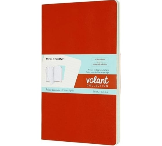 Набор Moleskine 2 блокнота Volant Large, 96 стр., оранжевый/голубой, в линейку 1095900QP721F16B24 1