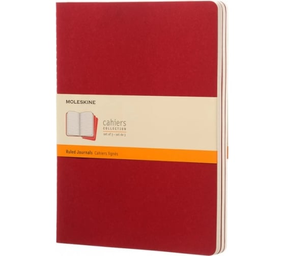 Набор Moleskine 3 блокнота Cahier Journal XL, 120 стр., клюквенный, в линейку 394922CH121