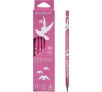 Чернографитный карандаш ACMELIAE HB For Love трехгранный, корпус розовый, 12 шт. 43798 EAN