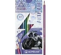 Набор цветных карандашей металлик ACMELIAE metallic artmate 12 цветов, в картонном футляре 43721
