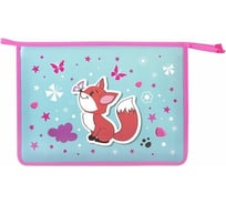 Папка для тетрадей ЮНЛАНДИЯ Lovely Fox А4, 1 отделение, пластик, на молнии 271451