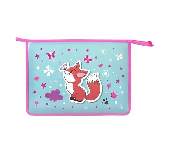 Папка для тетрадей ЮНЛАНДИЯ Lovely Fox А4, 1 отделение, пластик, на молнии 271451
