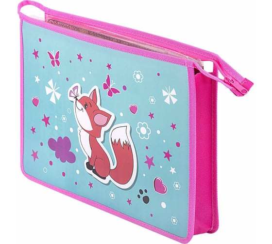 Папка для тетрадей ЮНЛАНДИЯ Lovely Fox А4, 1 отделение, пластик, на молнии 271451