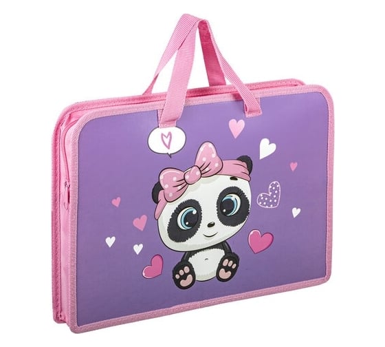 Папка на молнии ЮНЛАНДИЯ Sweet Panda с ручками, А4, 1 отделение, пластик, ширина 45 мм 271456 1