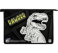 Папка для тетрадей ЮНЛАНДИЯ Rawr А4, 1 отделение, картон/пластик, конгрев, на молнии 271445