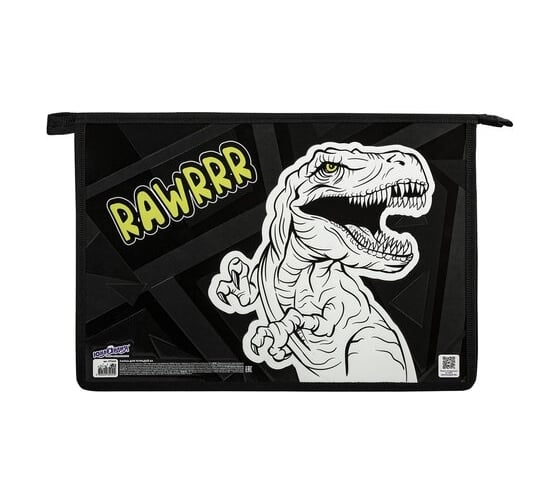 Папка для тетрадей ЮНЛАНДИЯ Rawr А4, 1 отделение, картон/пластик, конгрев, на молнии 271445