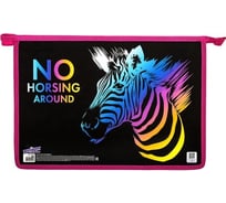 Папка для тетрадей ЮНЛАНДИЯ Neon Zebra А4, 1 отделение, картон/пластик, конгрев, на молнии 271444