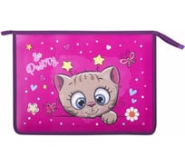 Папка для тетрадей ЮНЛАНДИЯ Pretty Kitty А4, 1 отделение, пластик, на молнии 271452
