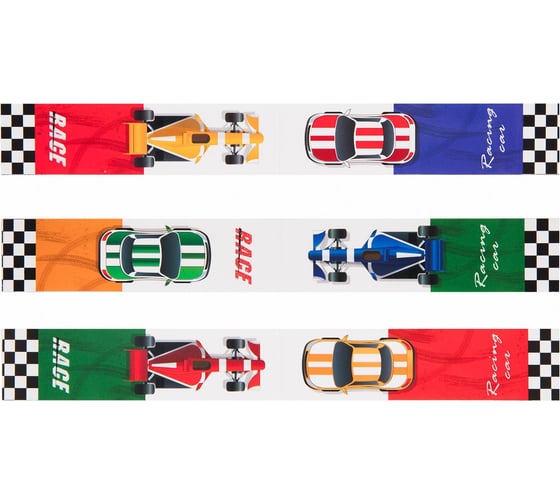 Закладки для книг ЮНЛАНДИЯ Race Cars с магнитом, набор 6 шт, блестки, 25x196 мм 113446