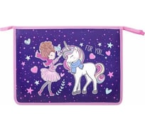 Папка для тетрадей ЮНЛАНДИЯ Little Friends А4, 1 отделение, пластик, на молнии 271453