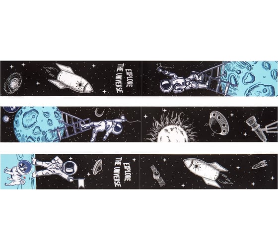 Закладки для книг ЮНЛАНДИЯ Deep Space с магнитом, набор 6 шт, блестки, 25x196 мм 113445