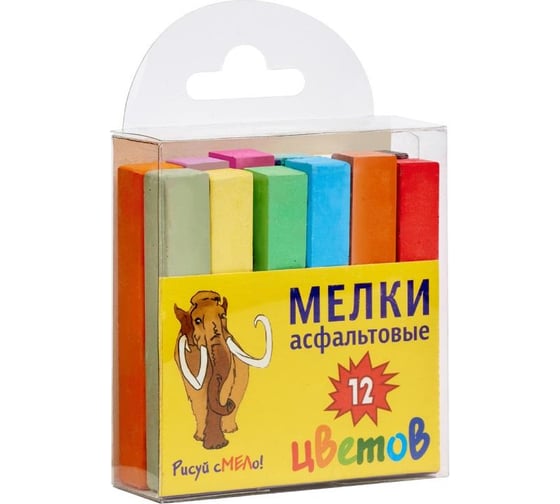 Мел для асфальта ООО Комус цветной 12 шт 12 цветов 1735687 1