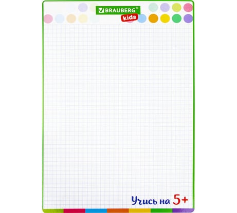 Доска для рисования BRAUBERG Kids с маркером, двусторонняя, в клетку/белая, 34x49 см А3 238153