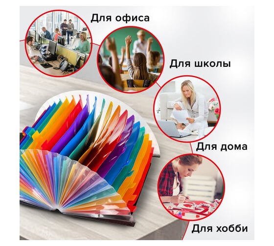 Папка-органайзер для бумаг и документов BRAUBERG Docs на резинке, 25 отделений, А4, черная 271151