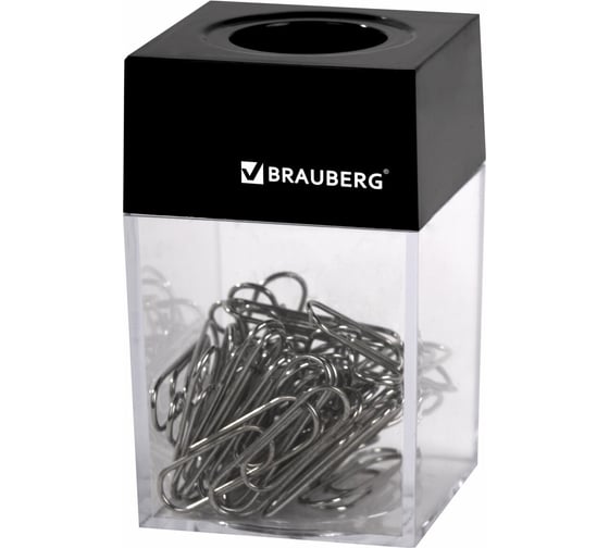 Магнитная скрепочница BRAUBERG с 50 никелированными скрепками 28 мм 271179