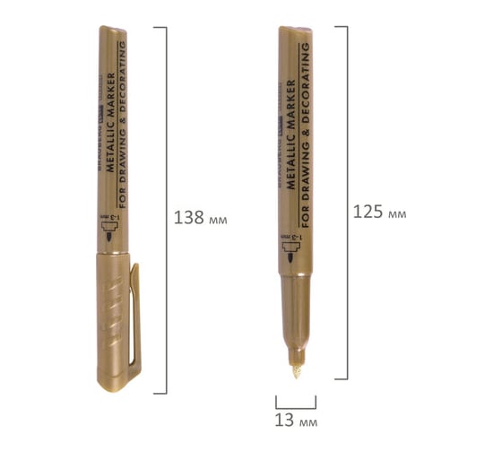 Маркер для декорирования и рисования BRAUBERG Art Metallic золотистый, линия письма 1-3 мм 152438