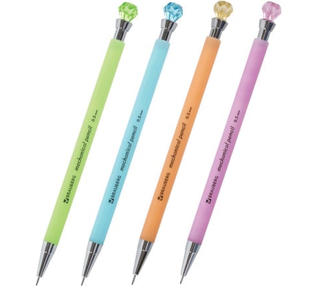 Механический карандаш Diamond 0,5 мм BRAUBERG, корпус ассорти, хромированные детали 48 шт 181416