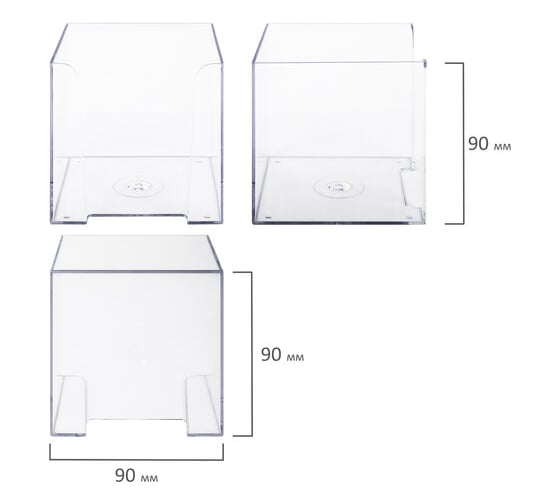 Пластиковая подставка для бумажного блока BRAUBERG Classic, 90x90x90 мм, прозрачная 238092