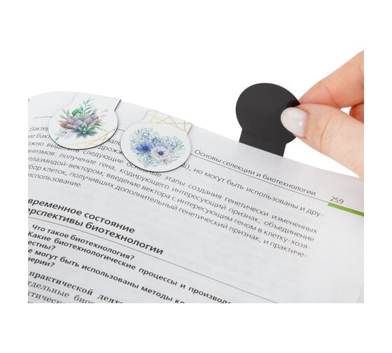Магнитные закладки для книг BRAUBERG Flowers, набор 6 шт, 32x28 мм 113168